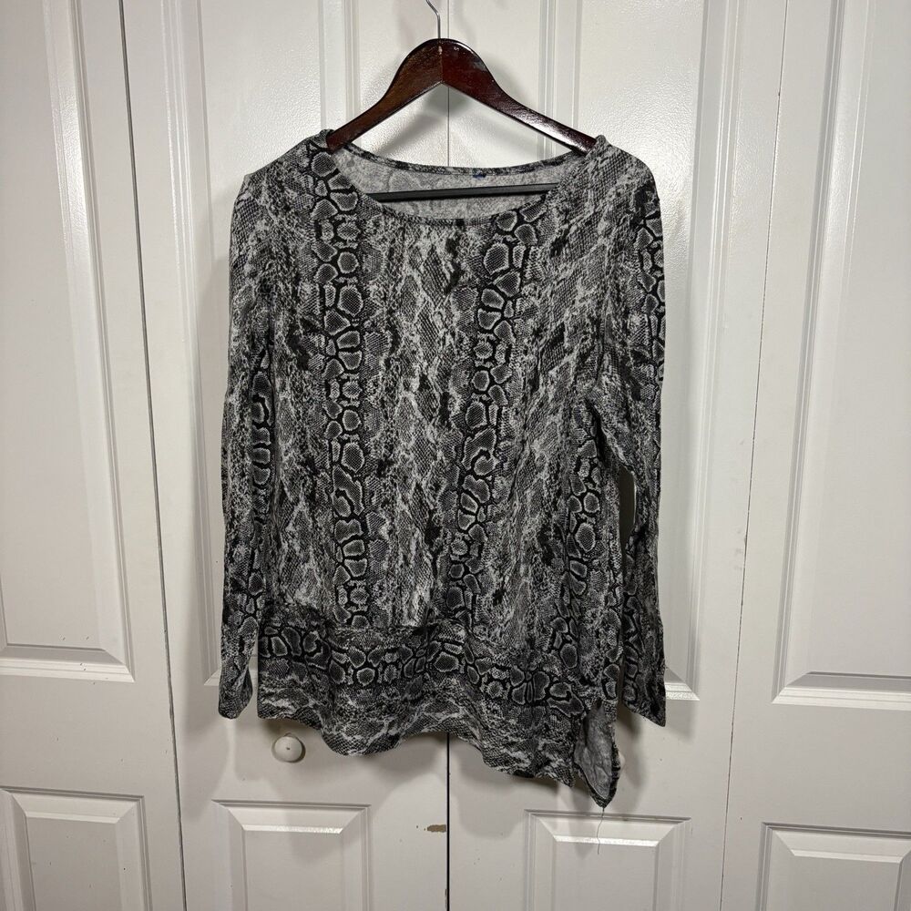 Sonoma Goods Sweater Women XL Snake Print Boho Neutral Gray Long Sleeve Layering